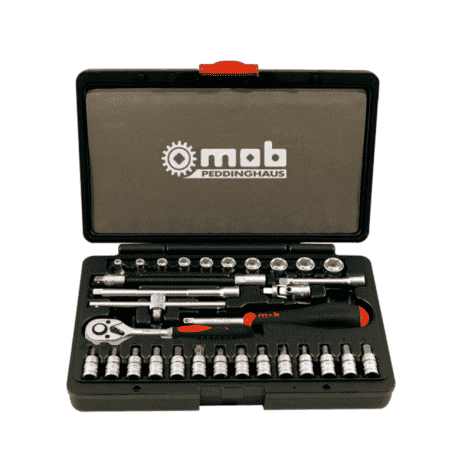 COFFRET PLASTIQUE 1/4'' 31 PIÈCES 6 PANS CLIQUET POIRE - MOB - 9410310101