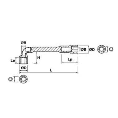 JEU 8 CLES A PIPE DEBOUCH. 6X12 EN COFFRET - MOB - 9016000101