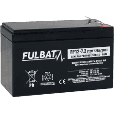 BATTERIE TYPE VRLA 12V - 7.2Ah - FP12-7.2 PRETE A EMPLOI L:151 I:65 H:99 (ex: 550909)