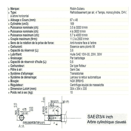 MOTEUR 169 CC Diam. 19.05 / L:61 mm SANS SECURITE D'HUILE ROBIN SUBARU MOTEUR 169 CC Diam. 19.05 / L:61 mm SANS SECURITE D'HUILE ROBIN SUBARU
