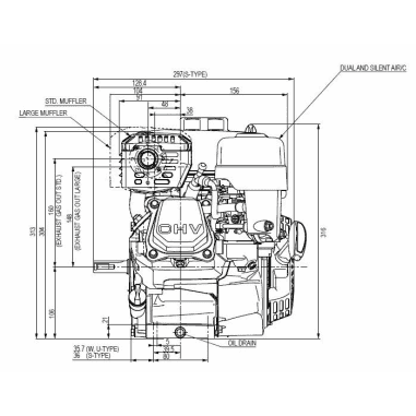 MOTEUR 118CC DIAM 18MM L:50MM REDUCTE 1/2 DM RV EC SH HONDA ENGINES