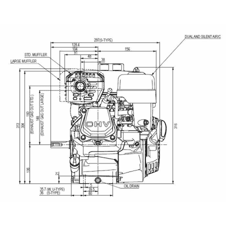 MOTEUR 118CC DIAM 18MM L:50MM REDUCTE 1/2 DM RV EC SH HONDA ENGINES