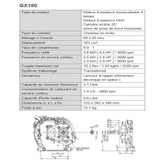MOTEUR 163CC DIAM 20MM L:50MM REDUCTE 1/2 DM RV EC SH HONDA ENGINES 2