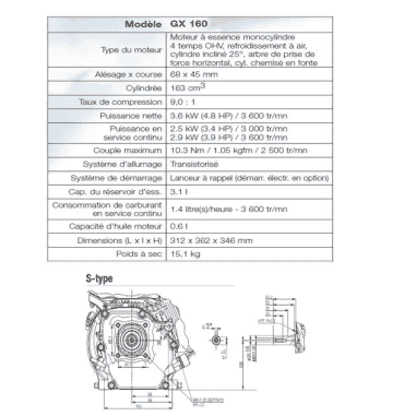 MOTEUR 163CC DIAM 20MM L:50MM DM RV EC SH - HONDA ENGINES