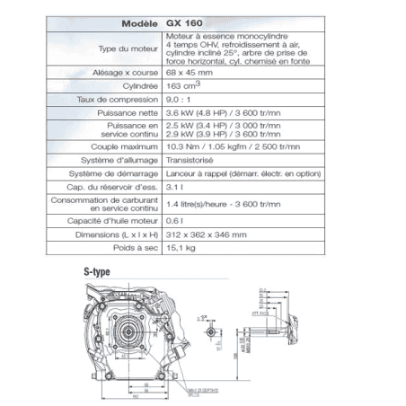 MOTEUR 163CC DIAM 20MM L:50MM DM RV EC SH - HONDA ENGINES