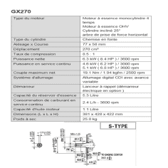 MOTEUR 270CC DIAM 25.4MM L:72MM DM RV EC SH HONDA ENGINES 2
