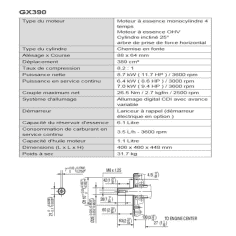 MOTEUR 389CC D25 X 60 DM SH (EX GX340K1SXQ4) HONDA ENGINES 2