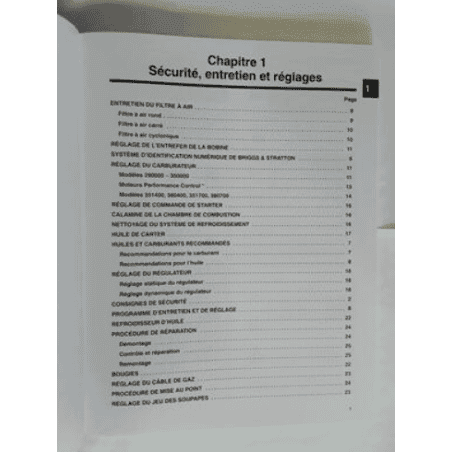 MANUEL BRIGGS & STRATTON ENTRETIEN / REPARATION MOTEURS VANGUARD BICYLINDRES EN V A SOUPAPES EN TETE