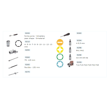 COFFRET PLASTIQUE 1/4'' 31 PIÈCES 6 PANS CLIQUET POIRE - MOB - 9410310101