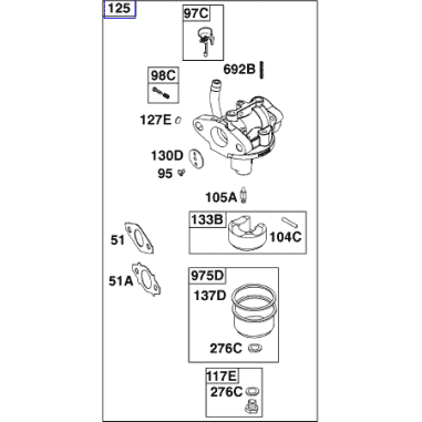 CARBURATEUR (593358) PIECE D'ORIGINE Briggs & Stratton