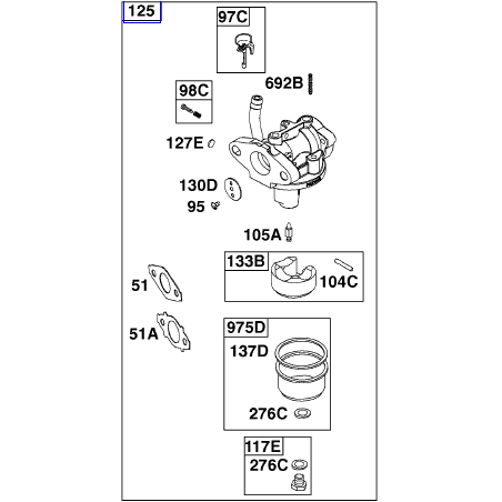 CARBURATEUR (593358) PIECE D'ORIGINE Briggs & Stratton