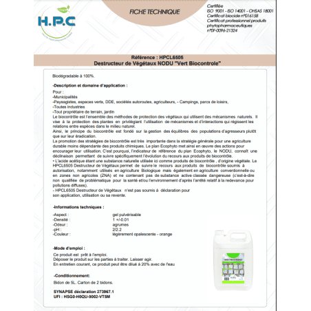 BIDON 5L DESHERBANT DE VEGETAUX 100% BIODEGRADABLE BIDON 5L DESHERBANT DE VEGETAUX 100% BIODEGRADABLE