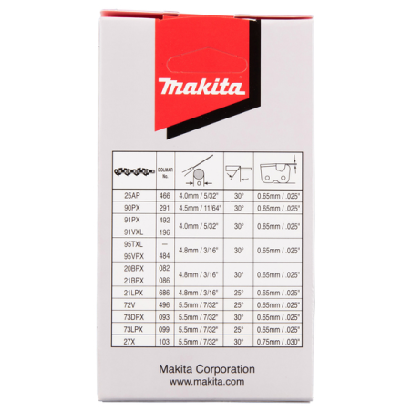 CHAINE TRONCONNEUSE MAK 91PX 25CM 40MAIL - 191H08 4 - 0088381562942 - D'ORIGINE MAKITA