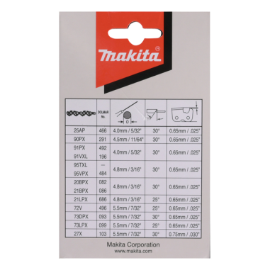 CHAINE TRONCONNEUSE MAK 91PX 30CM 46MAIL - 191H10 7 - 0088381562966 - D'ORIGINE MAKITA