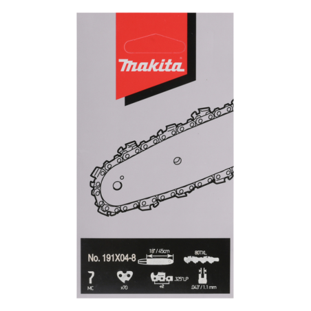 CHAINE TRONCONNEUSE .325'' 45CM 80TXL - 191X04 8 - 0088381590761 - D'ORIGINE MAKITA