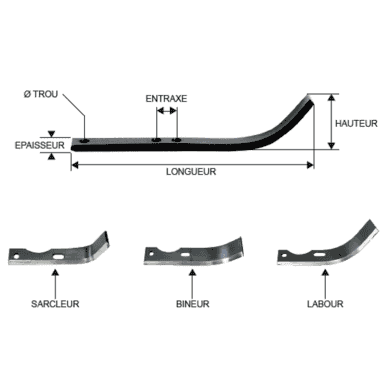 COUTEAU FRAISE DROIT B 185 mm