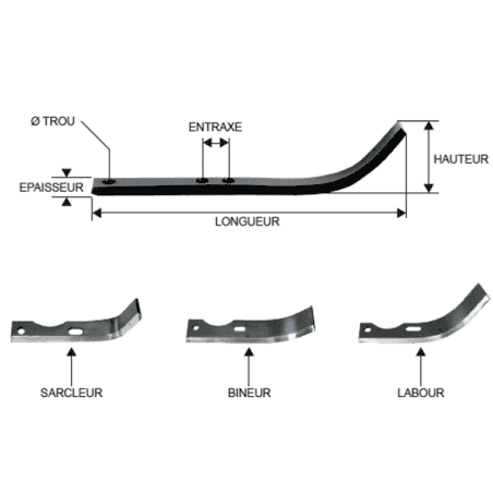 COUTEAU FRAISE DROIT B 185 mm