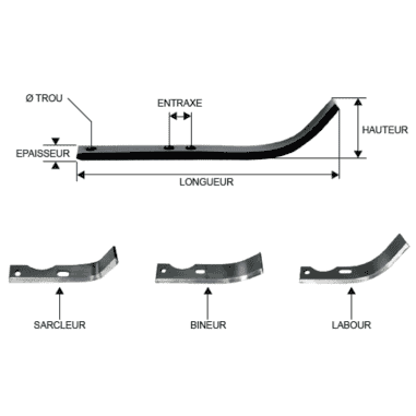 COUTEAU FRAISE - DROIT B 200 mm