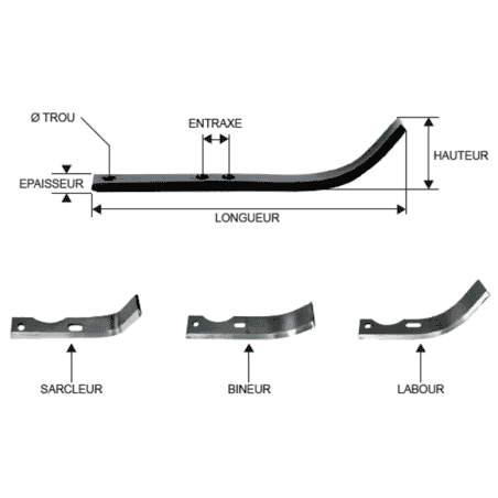 COUTEAU FRAISE - DROIT B 200 mm