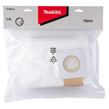 SACS FILTRES A POUSSIERES (10 PCS) - 197903 8 - 0088381468107 - D'ORIGINE MAKITA
