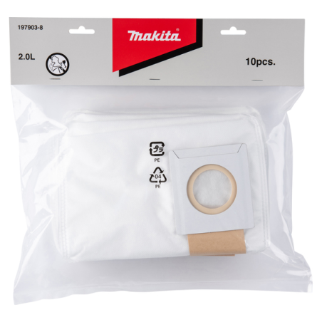 SACS FILTRES A POUSSIERES (10 PCS) - 197903 8 - 0088381468107 - D'ORIGINE MAKITA