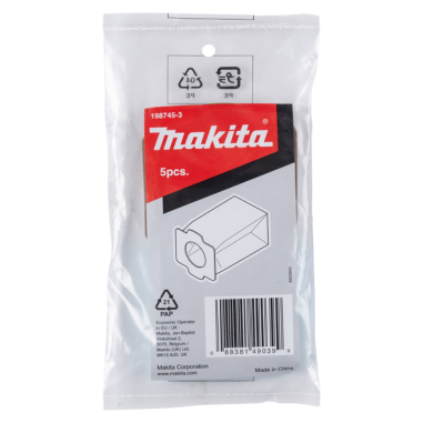 FILTRE PAPIER ANTI BACTERIEN X5 / 198745 3 / 0088381490399 - D'ORIGINE MAKITA