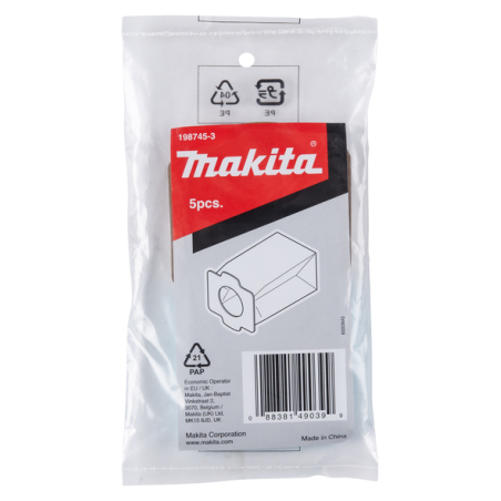 FILTRE PAPIER ANTI BACTERIEN X5 / 198745 3 / 0088381490399 - D'ORIGINE MAKITA