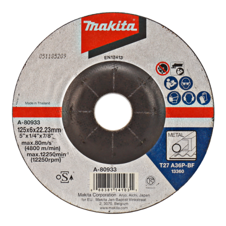 MEULE A EBARBER METAL 125X6X22,23 MM A36P - A 80933 - 0088381141031 - D'ORIGINE MAKITA MEULE A EBARBER METAL 125X6X22,23 MM A36P - A 80933 - 0088381141031 - D'ORIGINE MAKITA