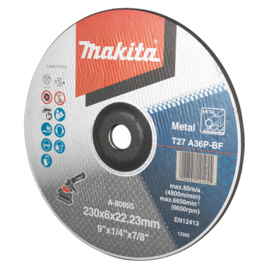MEULE A EBARBER METAL 230X6X22,23 MM A36P - A 80955 - 0088381141055 - D'ORIGINE MAKITA MEULE A EBARBER METAL 230X6X22,23 MM A36P - A 80955 - 0088381141055 - D'ORIGINE MAKITA
