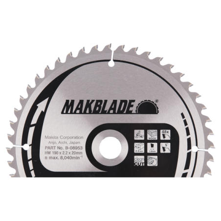 LAME CARBURE MAKBLADE BOIS 190X20MM 48D - B 08953 - 0088381336994 - D'ORIGINE MAKITA