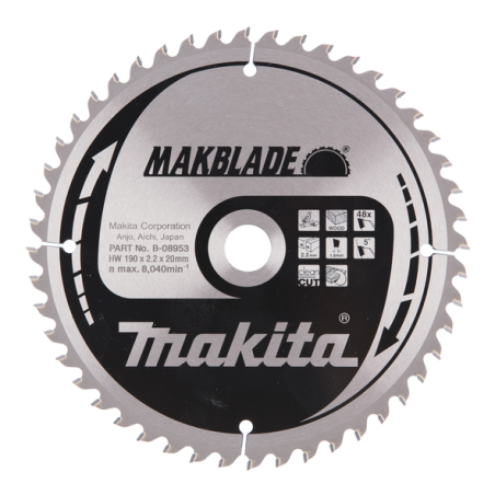 LAME CARBURE MAKBLADE BOIS 190X20MM 48D - B 08953 - 0088381336994 - D'ORIGINE MAKITA