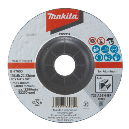 MEULE ALU 125X6 A36N 2G - B 17653 - 0088381369282 - D'ORIGINE MAKITA MEULE ALU 125X6 A36N 2G - B 17653 - 0088381369282 - D'ORIGINE MAKITA