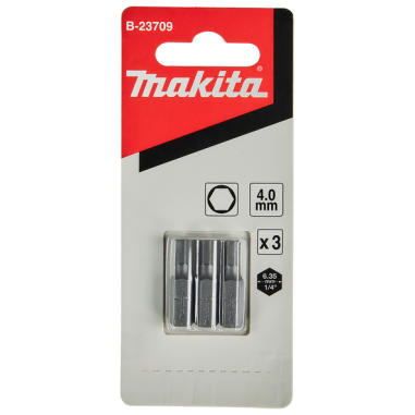 EMBOUTS COURTS HEXA 4MM 25MM (LOT DE 3) / B 23709 / 0088381408233 - D'ORIGINE MAKITA