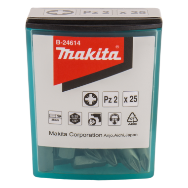 BOITE 25 EMBOUTS PZ2 25MM / B 24614 / 0088381409049 - D'ORIGINE MAKITA BOITE 25 EMBOUTS PZ2 25MM / B 24614 / 0088381409049 - D'ORIGINE MAKITA