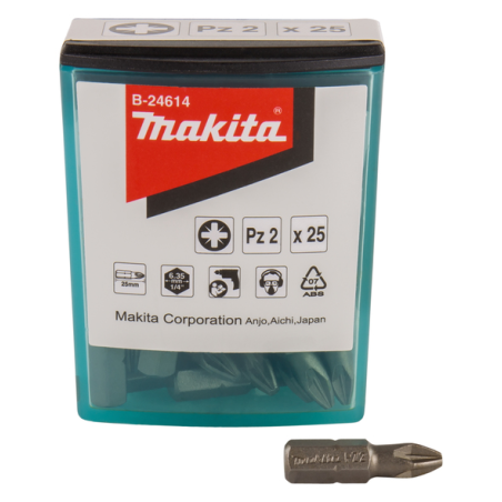 BOITE 25 EMBOUTS PZ2 25MM / B 24614 / 0088381409049 - D'ORIGINE MAKITA BOITE 25 EMBOUTS PZ2 25MM / B 24614 / 0088381409049 - D'ORIGINE MAKITA