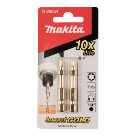 EMBOUT T25 50"IMPACT GOLD"2PCS / B 28254 / 0088381414173 - D'ORIGINE MAKITA