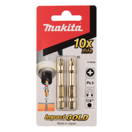 EMBOUT PZ3 50"IMPACT GOLD"2PCS / B 28298 / 0088381414210 - D'ORIGINE MAKITA