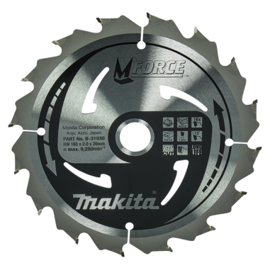 LAME CARBURE MFORCE BOIS 165X20MM 16D - B 31930 - 0088381420747 - D'ORIGINE MAKITA