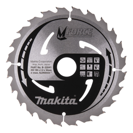 LAME CARBURE MFORCE BOIS 190X30MM 24D - B 32041 - 0088381336048 - D'ORIGINE MAKITA