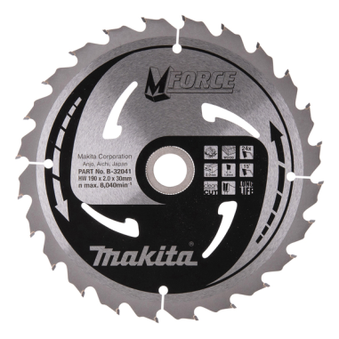 LAME CARBURE MFORCE BOIS 190X30MM 24D - B 32041 - 0088381336048 - D'ORIGINE MAKITA