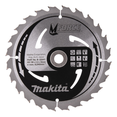 LAME CARBURE MFORCE BOIS 190X30MM 24D - B 32041 - 0088381336048 - D'ORIGINE MAKITA
