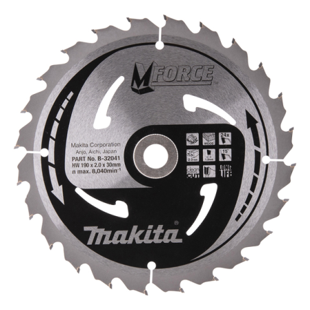 LAME CARBURE MFORCE BOIS 190X30MM 24D - B 32041 - 0088381336048 - D'ORIGINE MAKITA