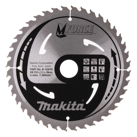 LAME CARBURE MFORCE BOIS 210X30MM 40D - B 32079 - 0088381420884 - D'ORIGINE MAKITA