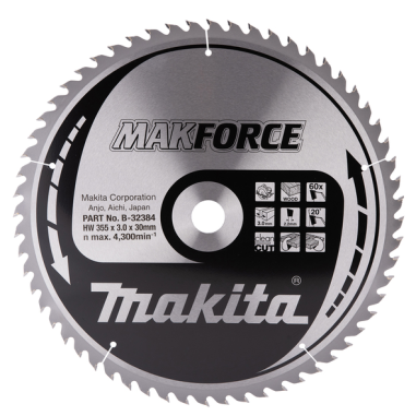 LAME TCT PO MAK 355-30-60 BOIS - B 32384 - 3240890933744 - D'ORIGINE MAKITA
