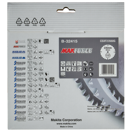 LAME TCT PO MAK 235-30-60 BOIS - B 32415 - 0088381421225 - D'ORIGINE MAKITA