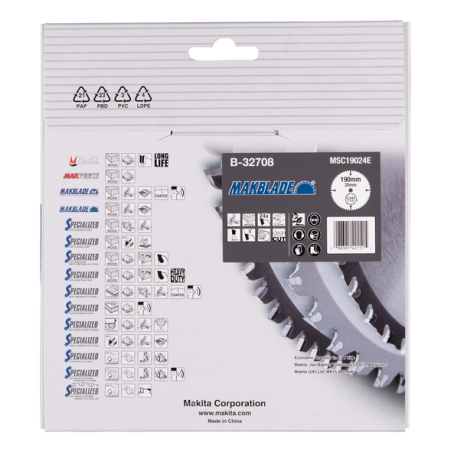 LAME CARBURE MAKBLADE BOIS 190X20MM 24D - B 32708 - 0088381421515 - D'ORIGINE MAKITA