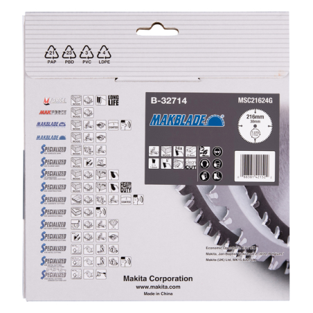 LAME CARBURE MAKBLADE BOIS 216X30MM 24D - B 32714 - 3240890933874 - D'ORIGINE MAKITA