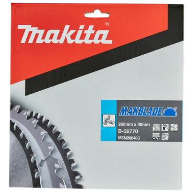 LAME CARBURE MAKBLADE BOIS 260X30MM 40D - B 32770 - 0088381421584 - D'ORIGINE MAKITA