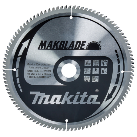 LAME TCT ST MAK 260-30-100 BOIS - B 32873 - 0088381421683 - D'ORIGINE MAKITA
