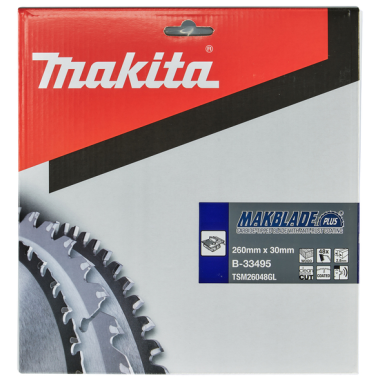 LAME TCT MAKBLADE+ 260-30-48 BOIS - B 33495 - 0088381422383 - D'ORIGINE MAKITA